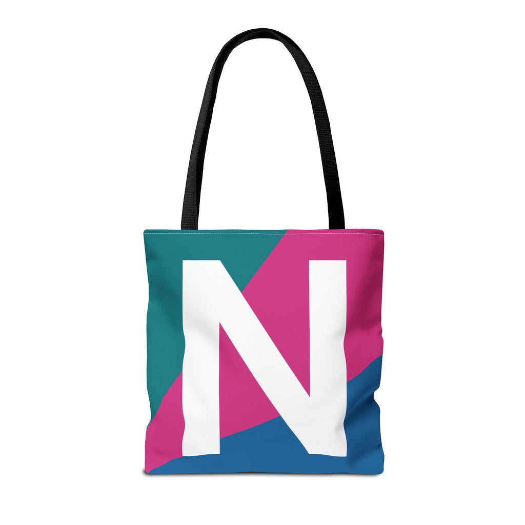 Monogram 'N' Colorblock Tote Bag — Personalized Initial N Shoulder Tote