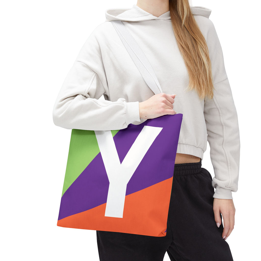 Monogram 'Y' Colorblock Tote Bag — Personalized Initial Y Shoulder Tote