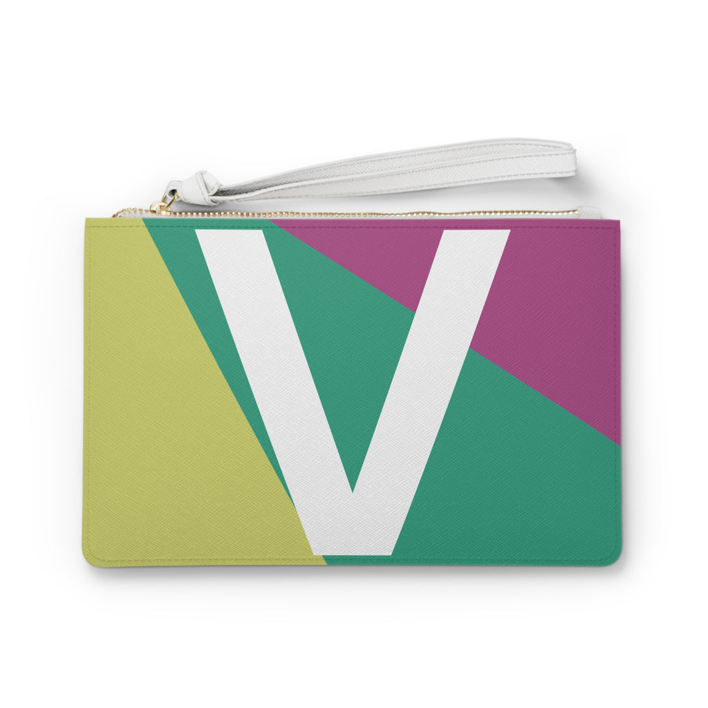 Monogram 'V' Colorblock Clutch Bag — Bold Geometric Wristlet for Everyday & Gifts