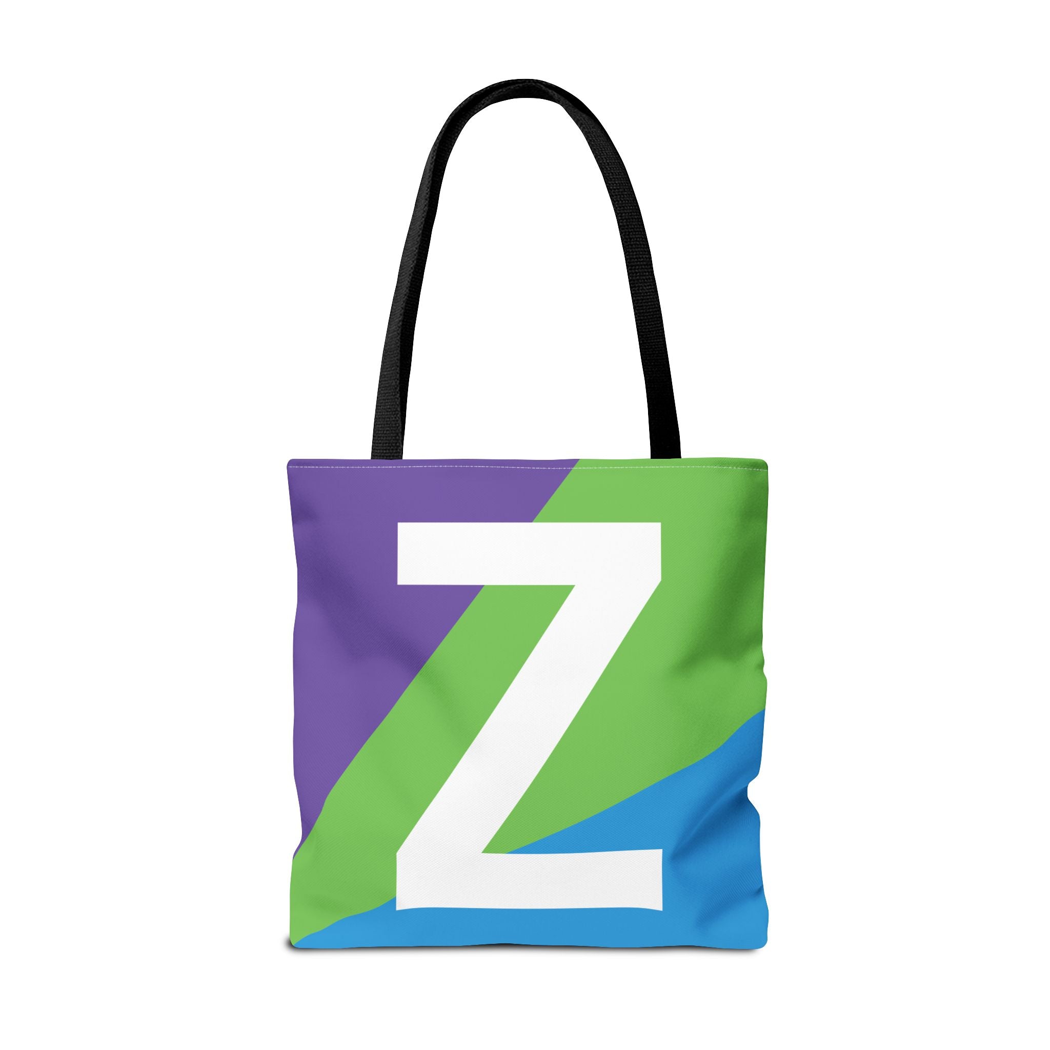 Monogram 'Z' Colorblock Tote Bag — Personalized Initial Z Shoulder Tote