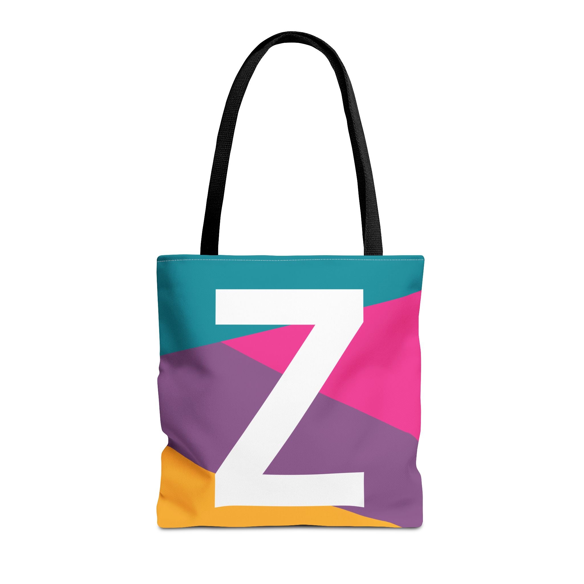 Monogram 'Z' Colorblock Tote Bag — Personalized Initial Z Shoulder Tote