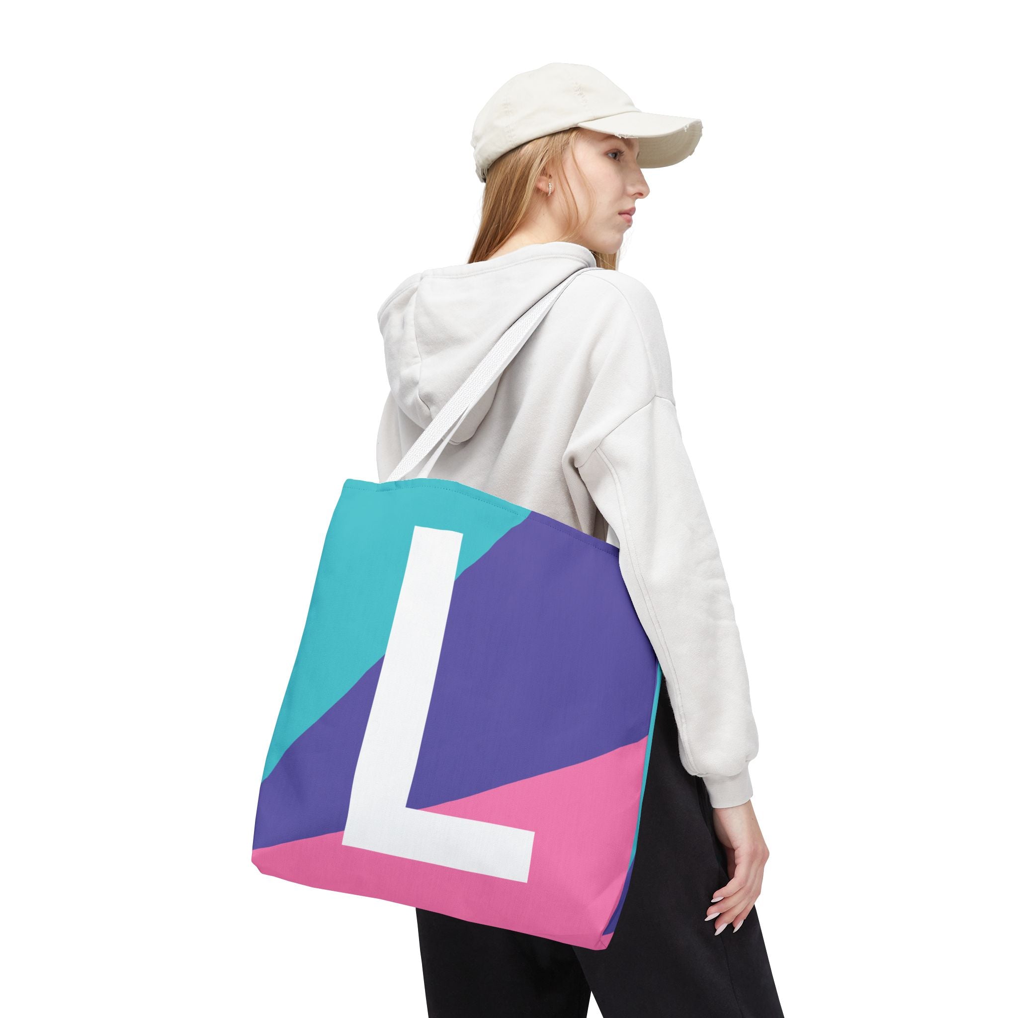 Monogram 'L' Colorblock Tote Bag — Personalized Initial L Shoulder Tote