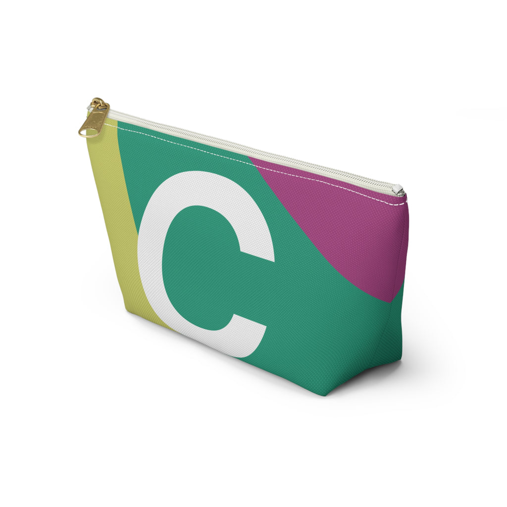 Initials Colorblock Accessory Pouch — Monogram C T-Bottom Cosmetic Bag