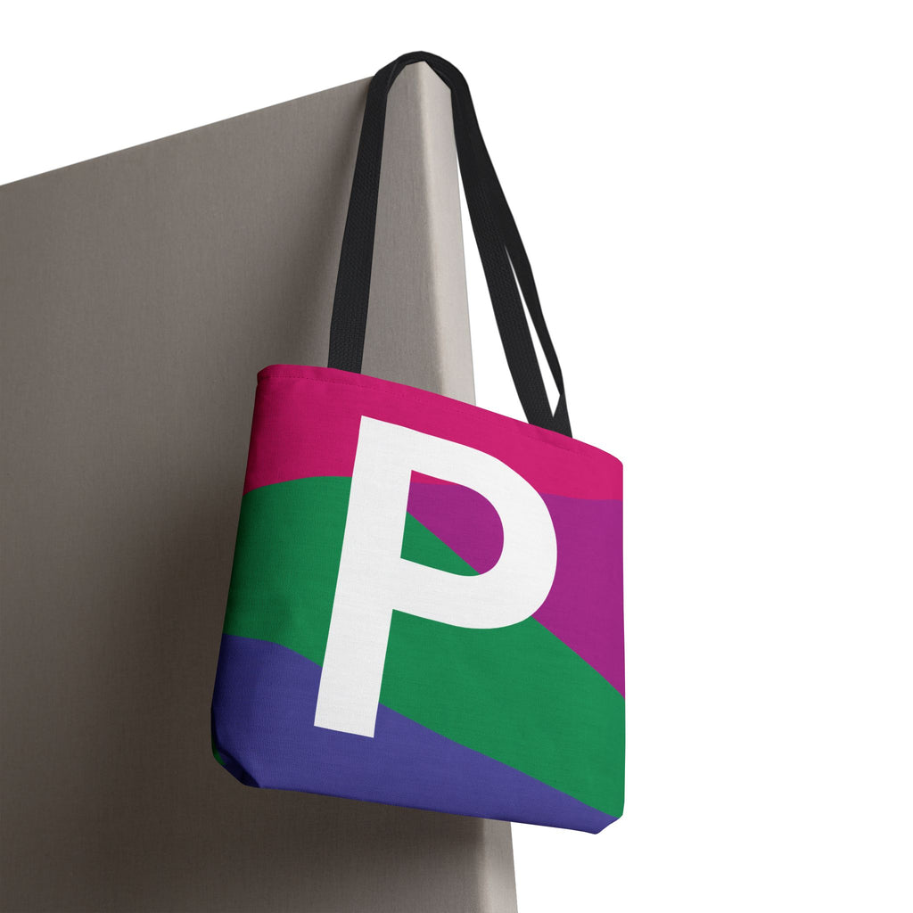 Monogram 'P' Colorblock Tote Bag — Personalized Initial P Shoulder Tote