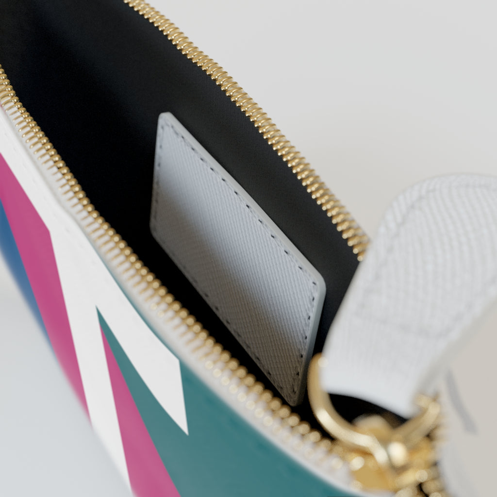 Initial T Mini Clutch — Colorblock Monogram Wristlet Wallet