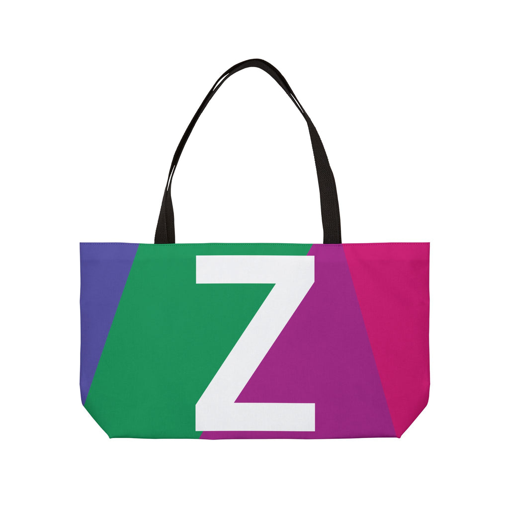 Personalized 'Z' Colorblock Tote Bag — Monogram Weekender Tote