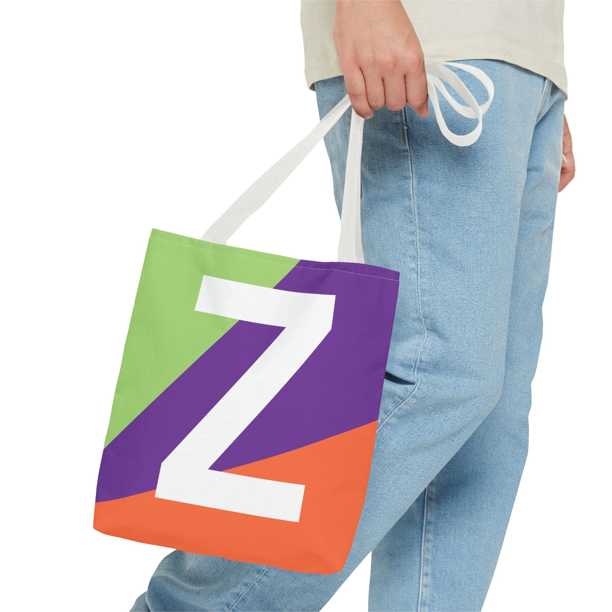 Monogram 'Z' Colorblock Tote Bag — Personalized Initial Z Shoulder Tote