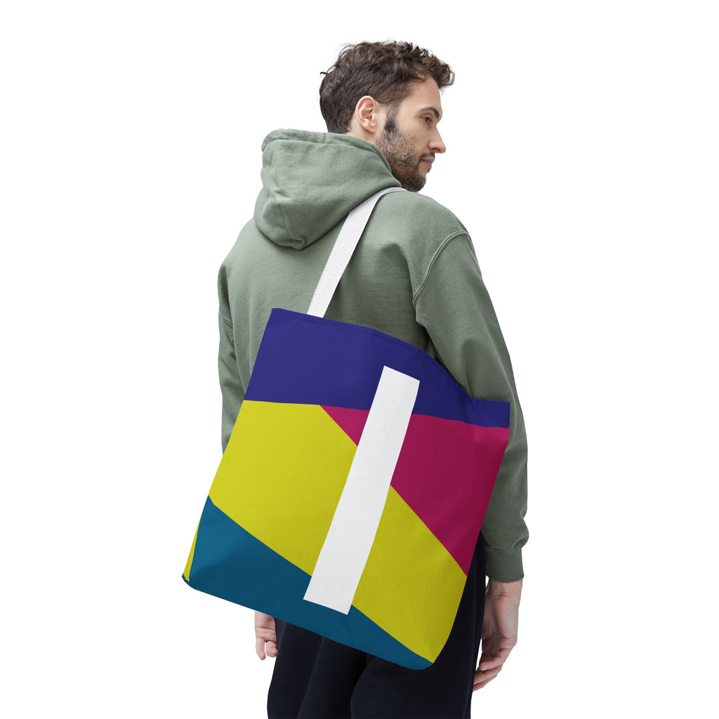 Monogram 'I' Colorblock Tote Bag — Personalized Initial I Shoulder Tote