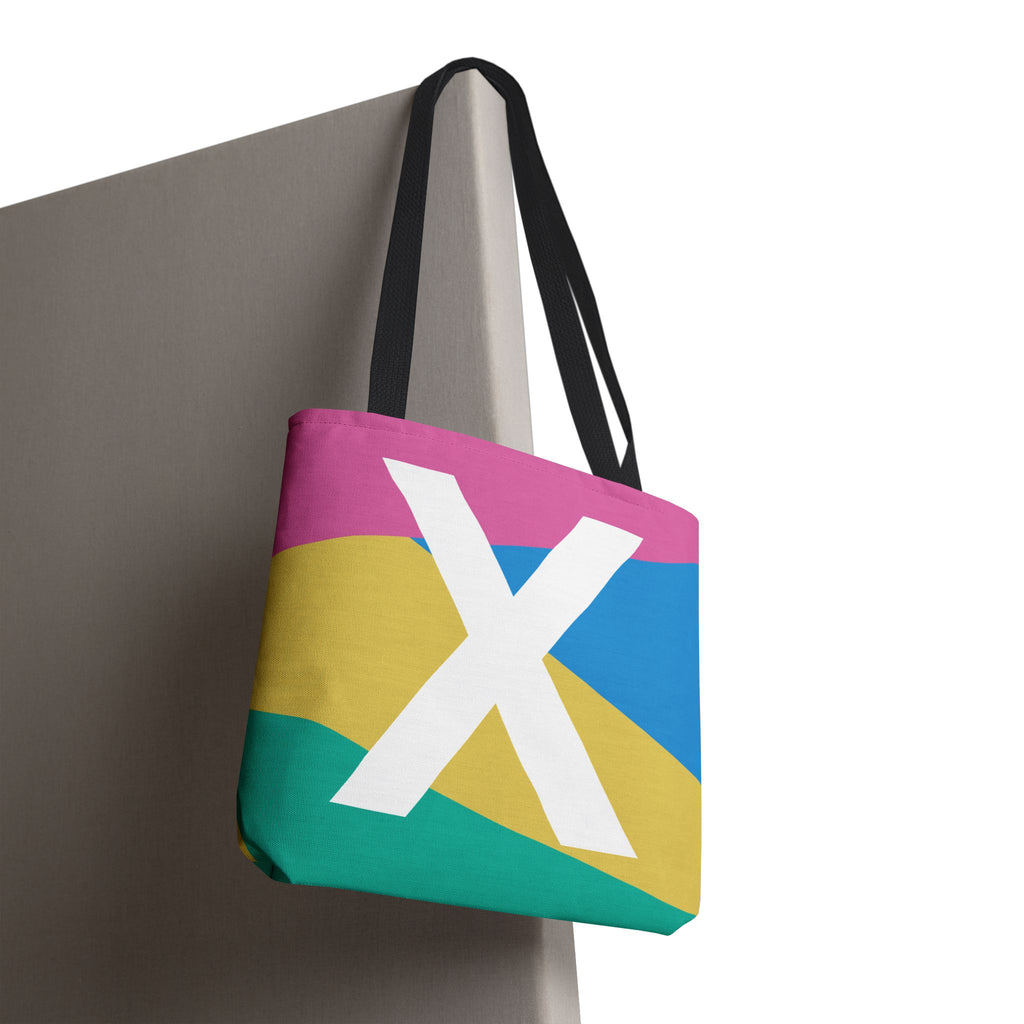 Monogram 'X' Colorblock Tote Bag — Personalized Initial X Shoulder Tote