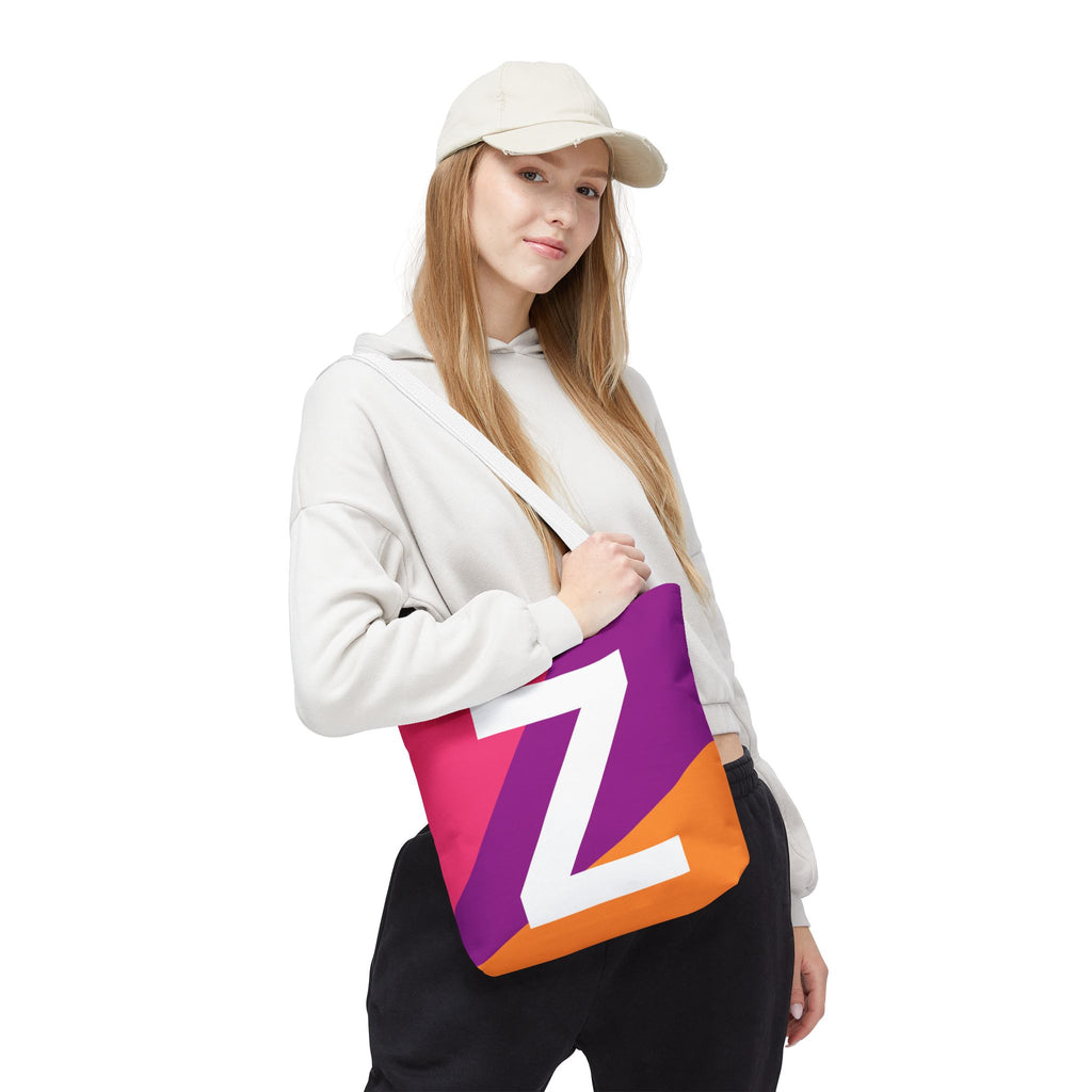 Monogram 'Z' Colorblock Tote Bag — Personalized Initial Z Shoulder Tote