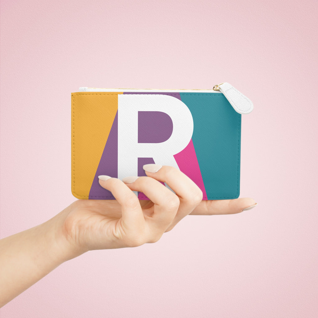 Initial R Mini Clutch — Colorblock Monogram Wristlet Wallet