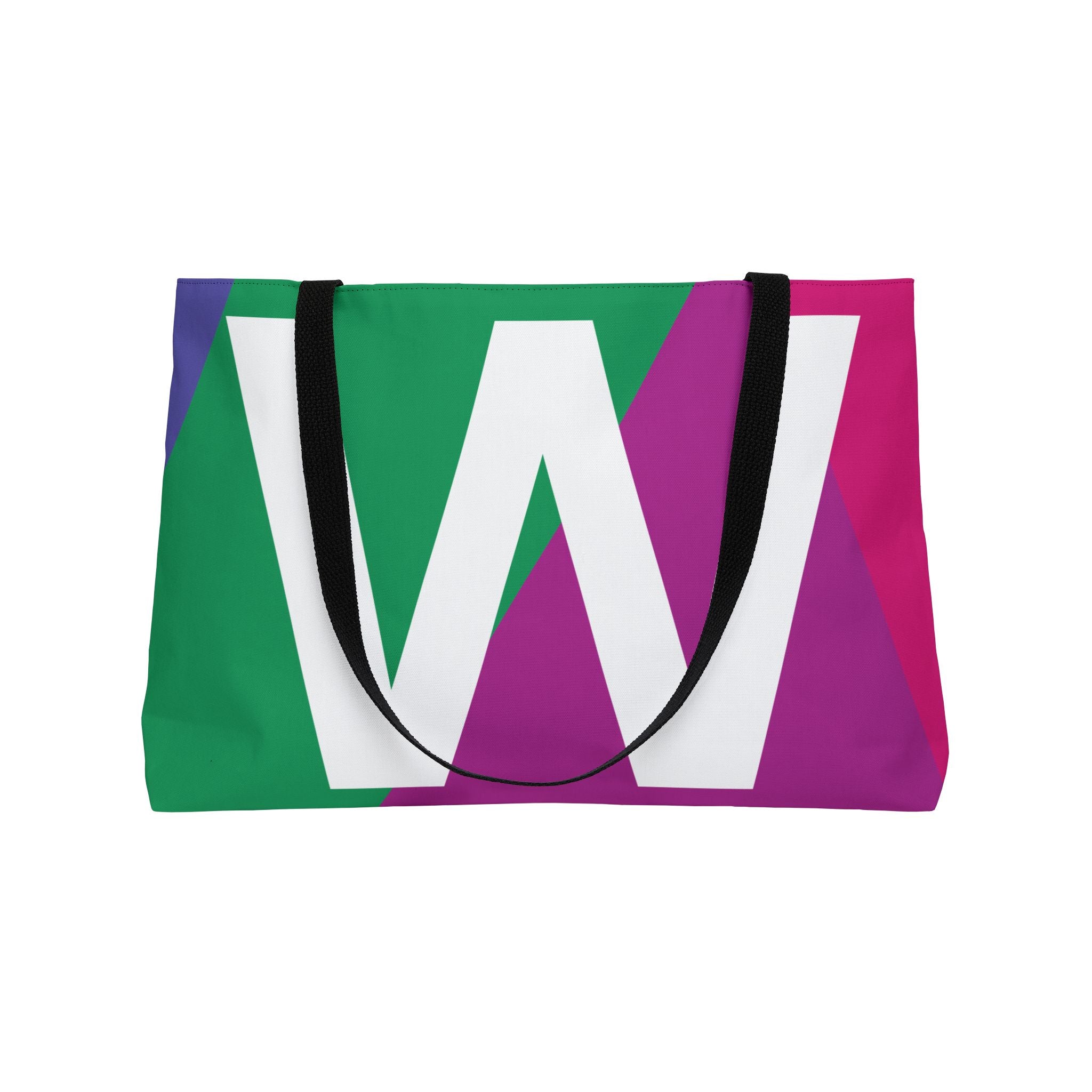 Personalized 'W' Colorblock Tote Bag — Monogram Weekender Tote