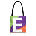 Monogram 'E' Colorblock Tote Bag — Personalized Initial E Shoulder Tote