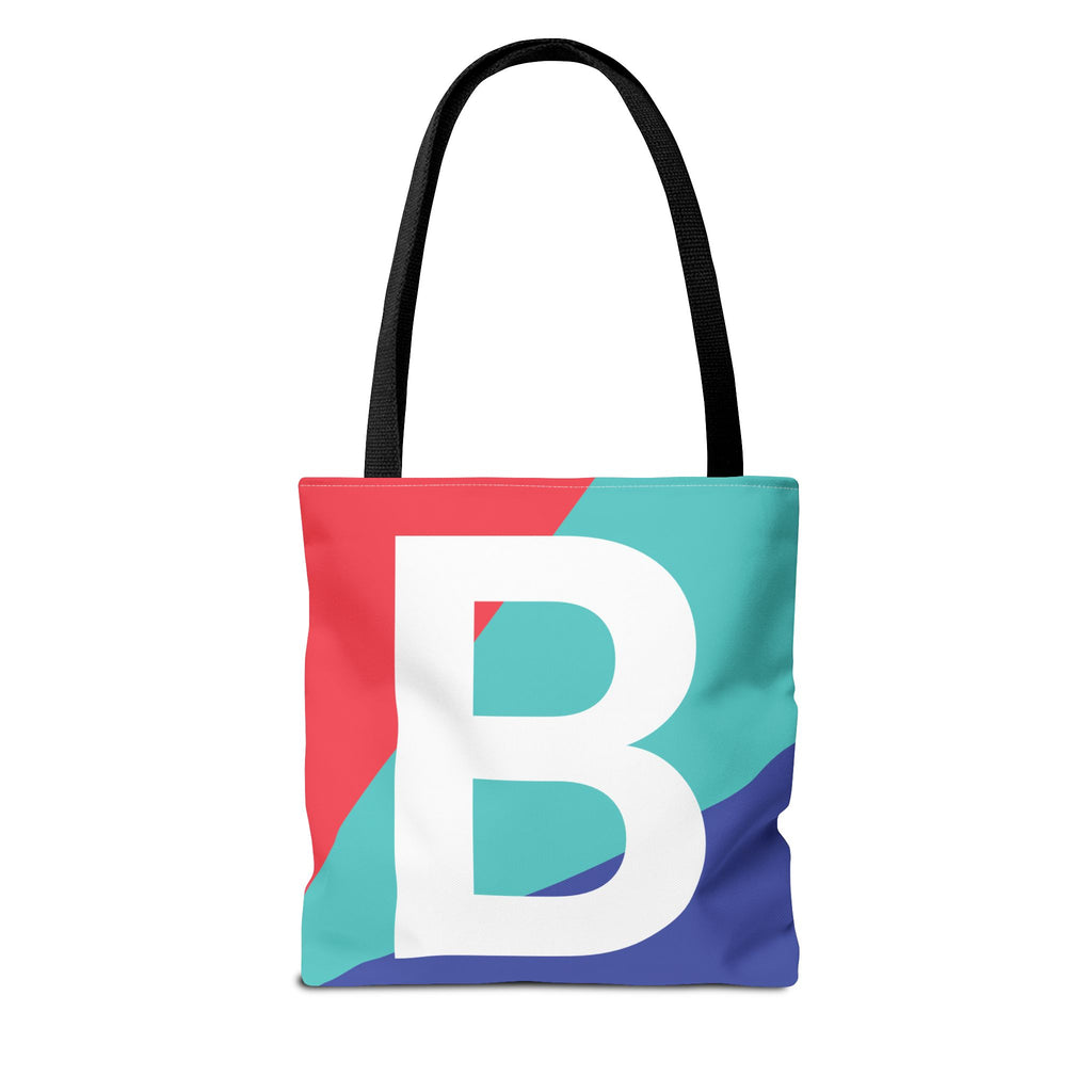 Monogram 'B' Colorblock Tote Bag — Personalized Initial B Shoulder Tote