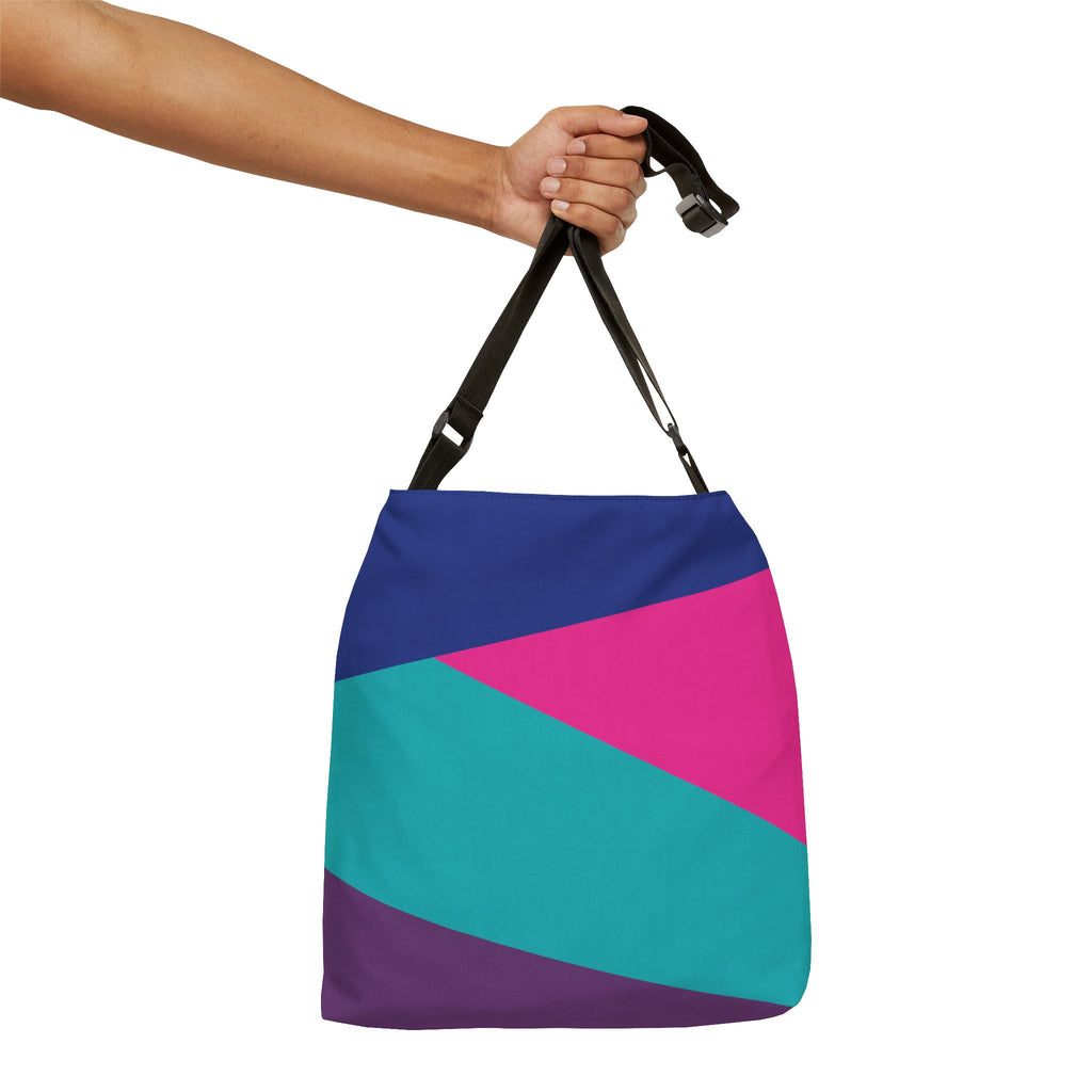Colorblock Geometric Tote Bag — Adjustable Strap, Bright Abstract Pattern
