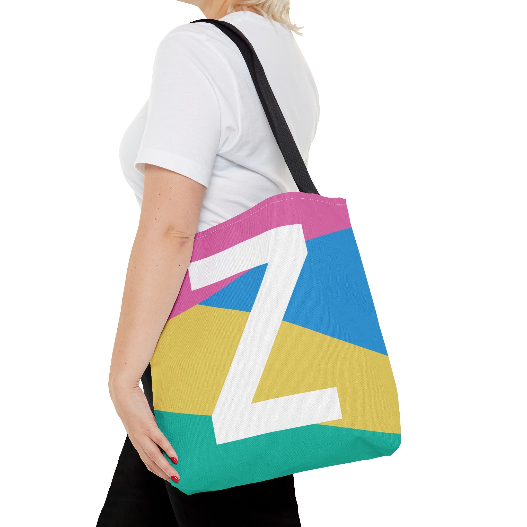 Monogram 'Z' Colorblock Tote Bag — Personalized Initial Z Shoulder Tote