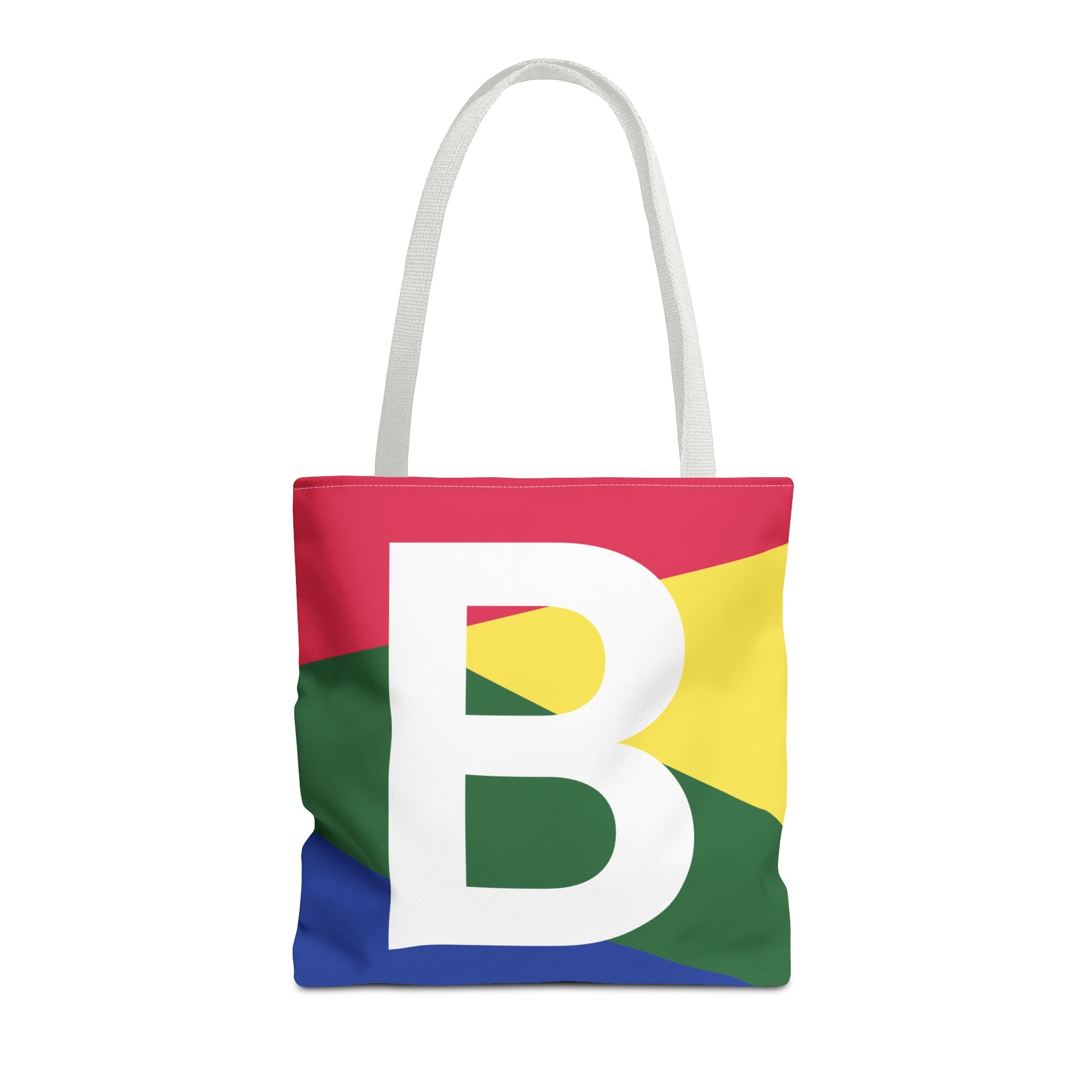 Monogram 'B' Colorblock Tote Bag — Personalized Initial B Shoulder Tote