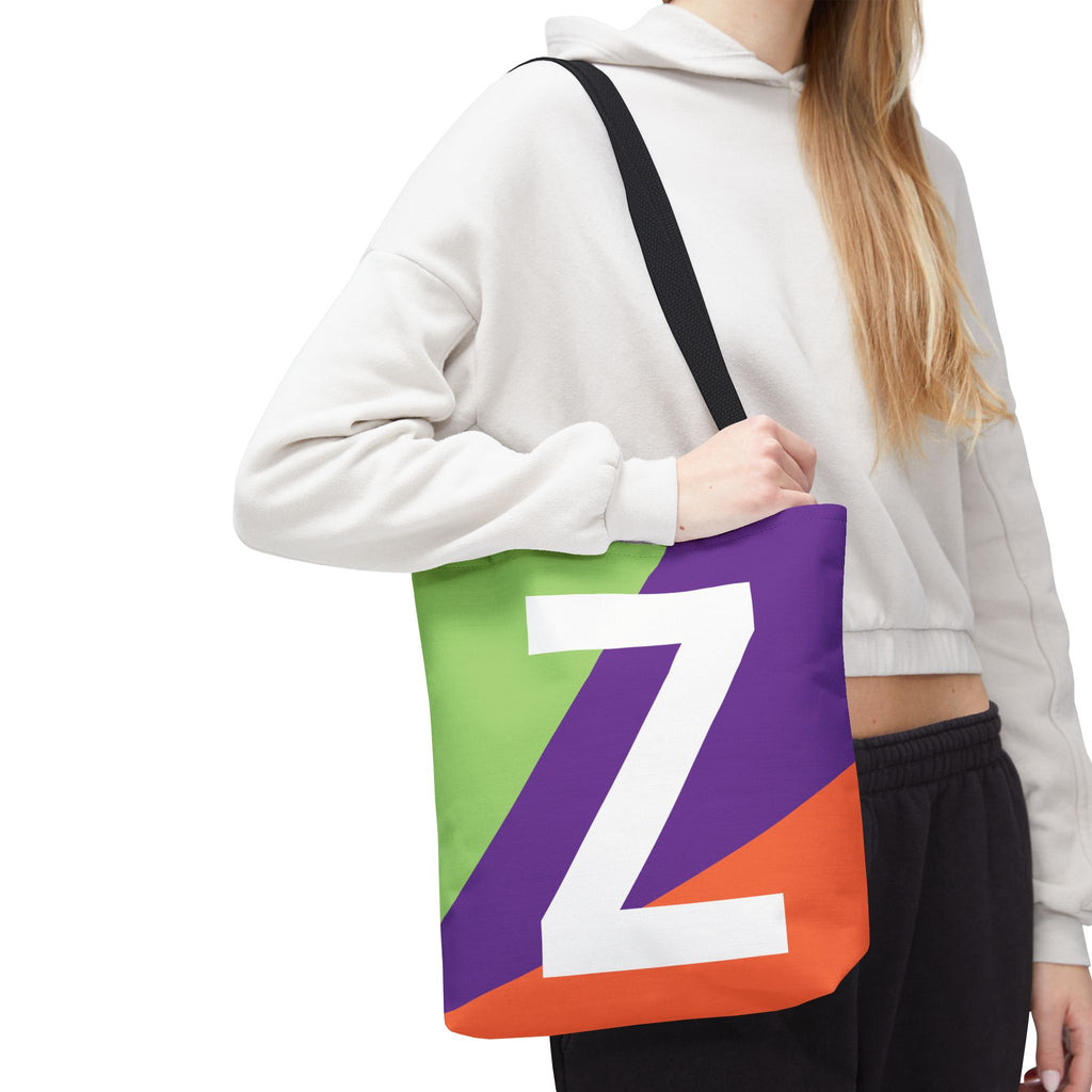 Monogram 'Z' Colorblock Tote Bag — Personalized Initial Z Shoulder Tote