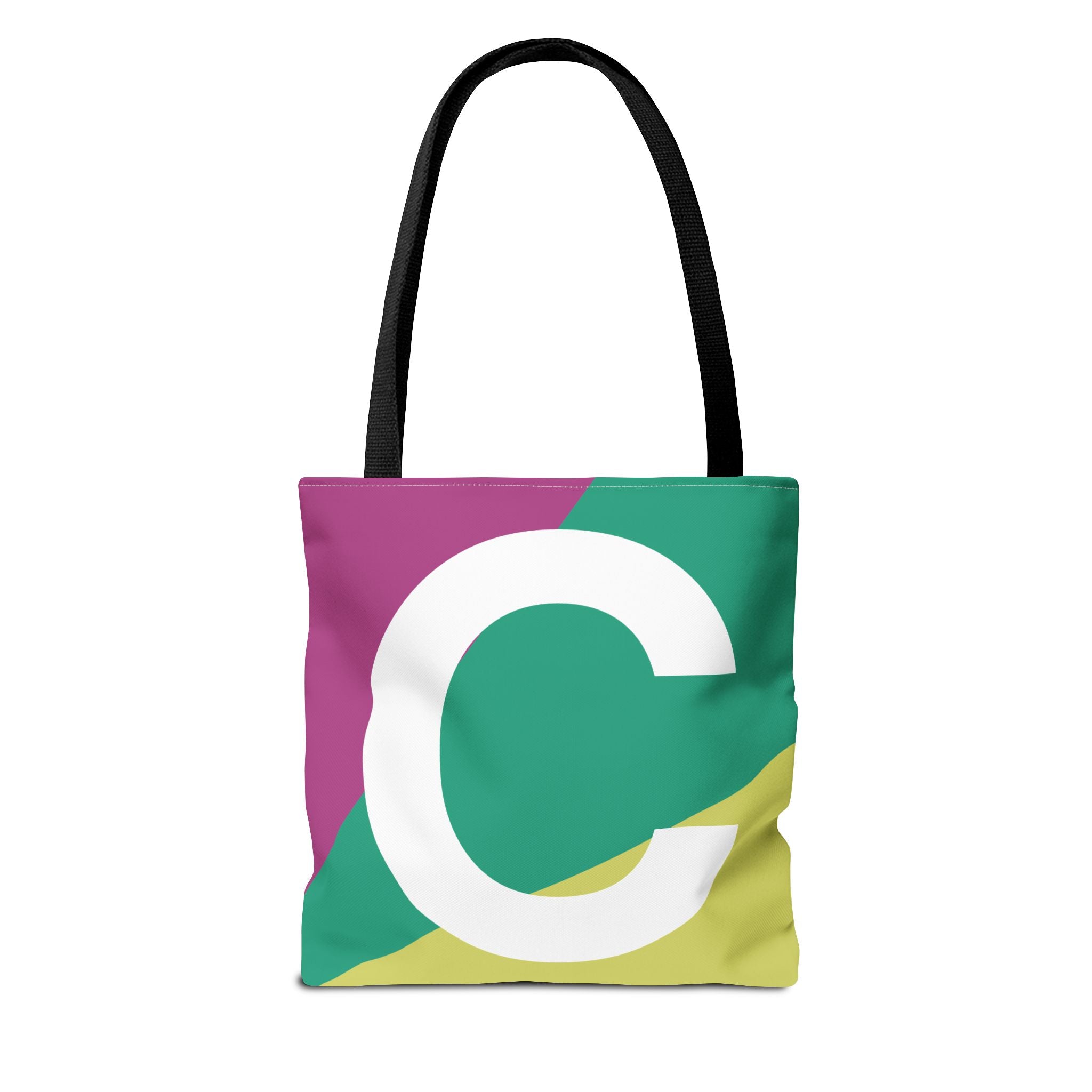 Monogram 'C' Colorblock Tote Bag — Personalized Initial C Shoulder Tote