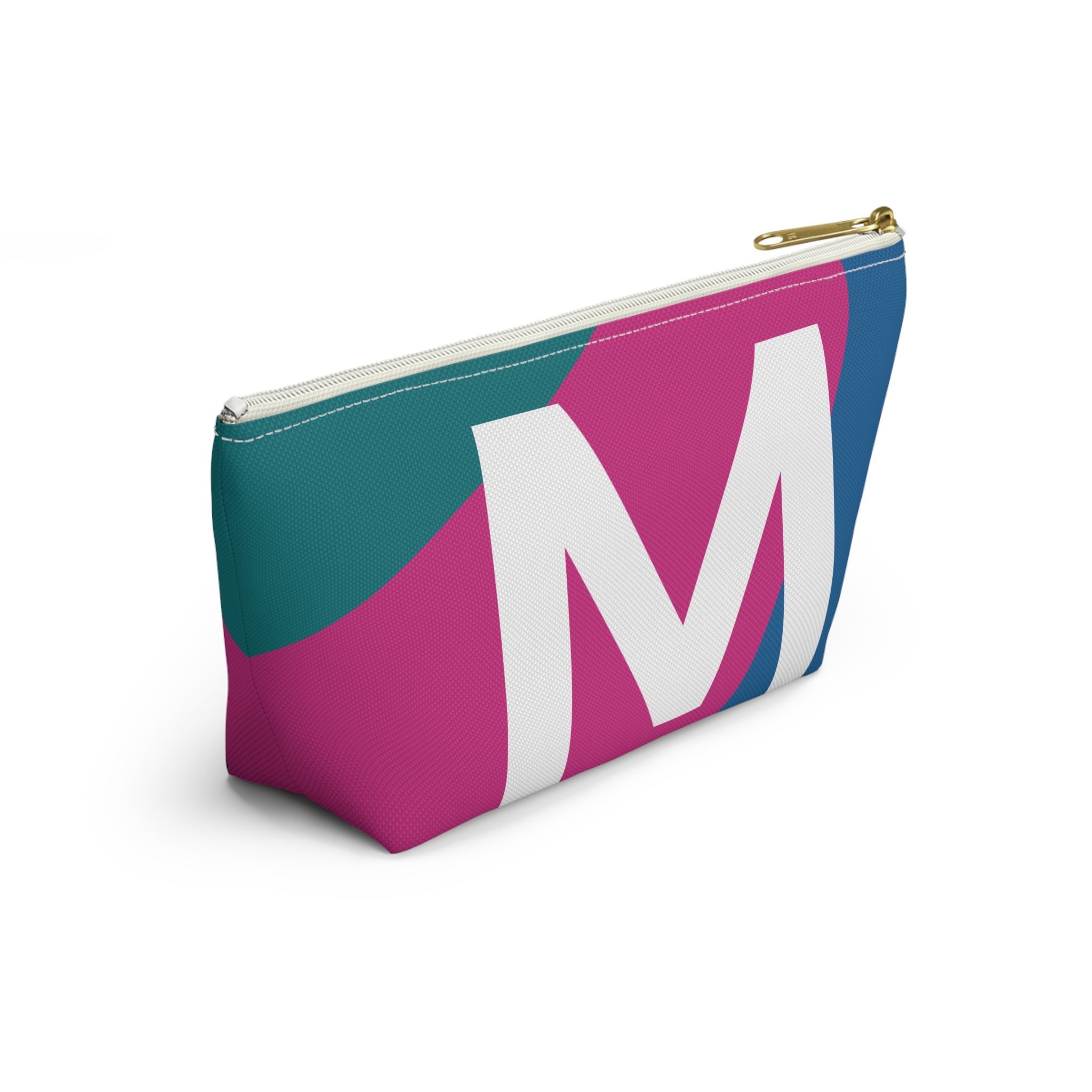 Initials Colorblock Accessory Pouch — Monogram M T-Bottom Cosmetic Bag