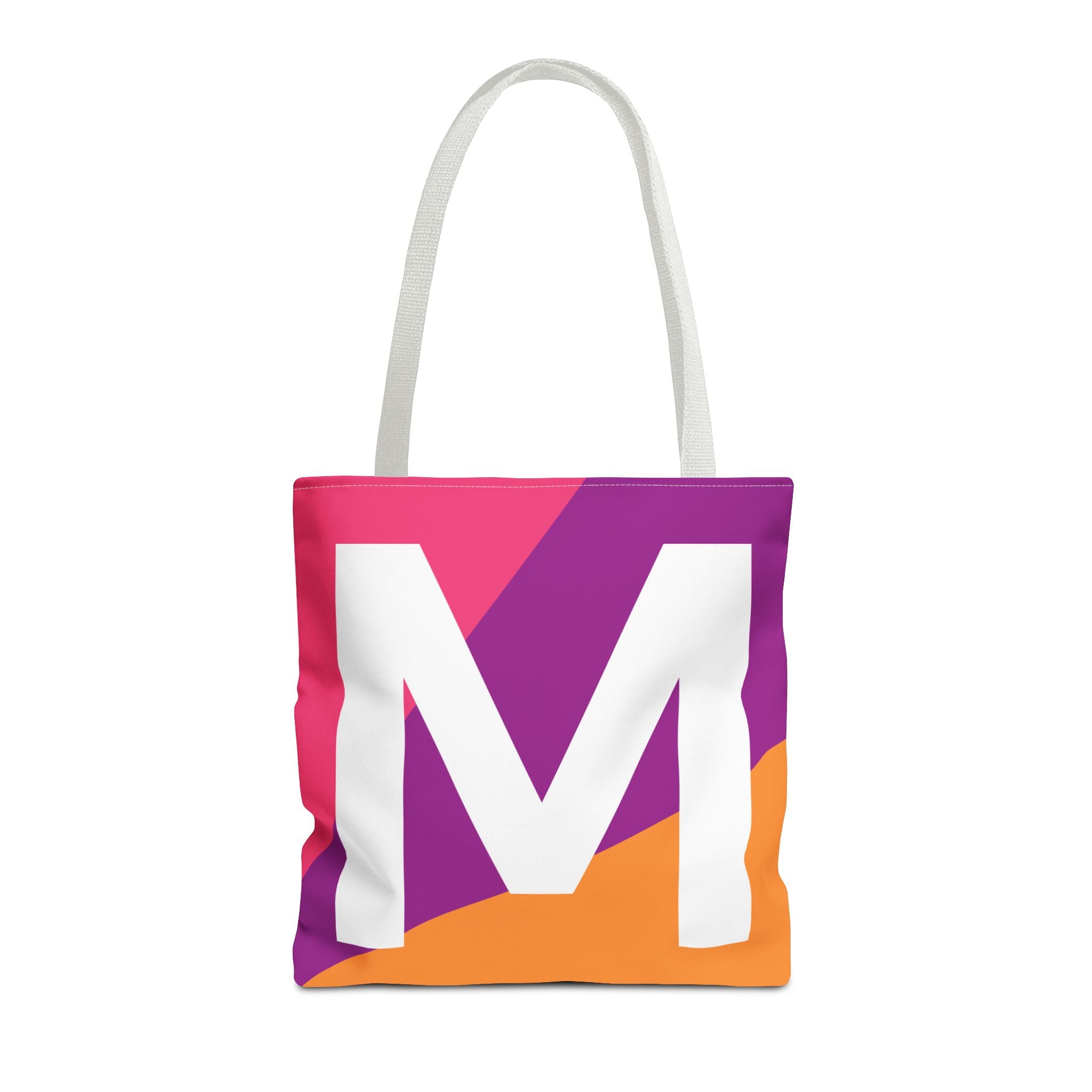 Monogram 'M' Colorblock Tote Bag — Personalized Initial M Shoulder Tote