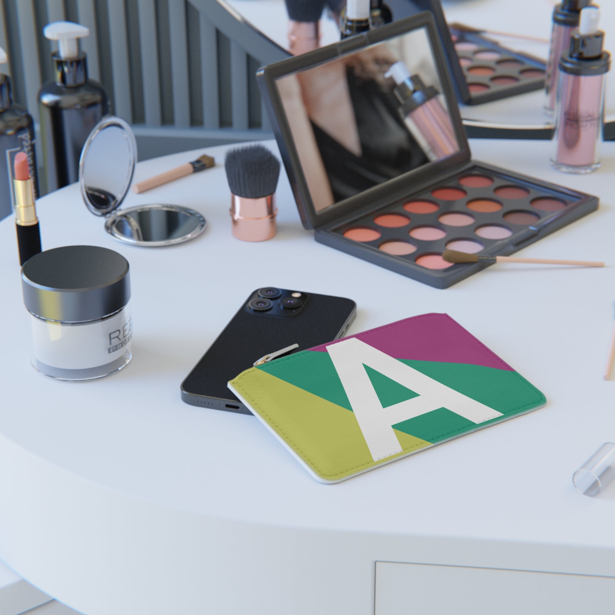 Initial A Mini Clutch — Colorblock Monogram Wristlet Wallet