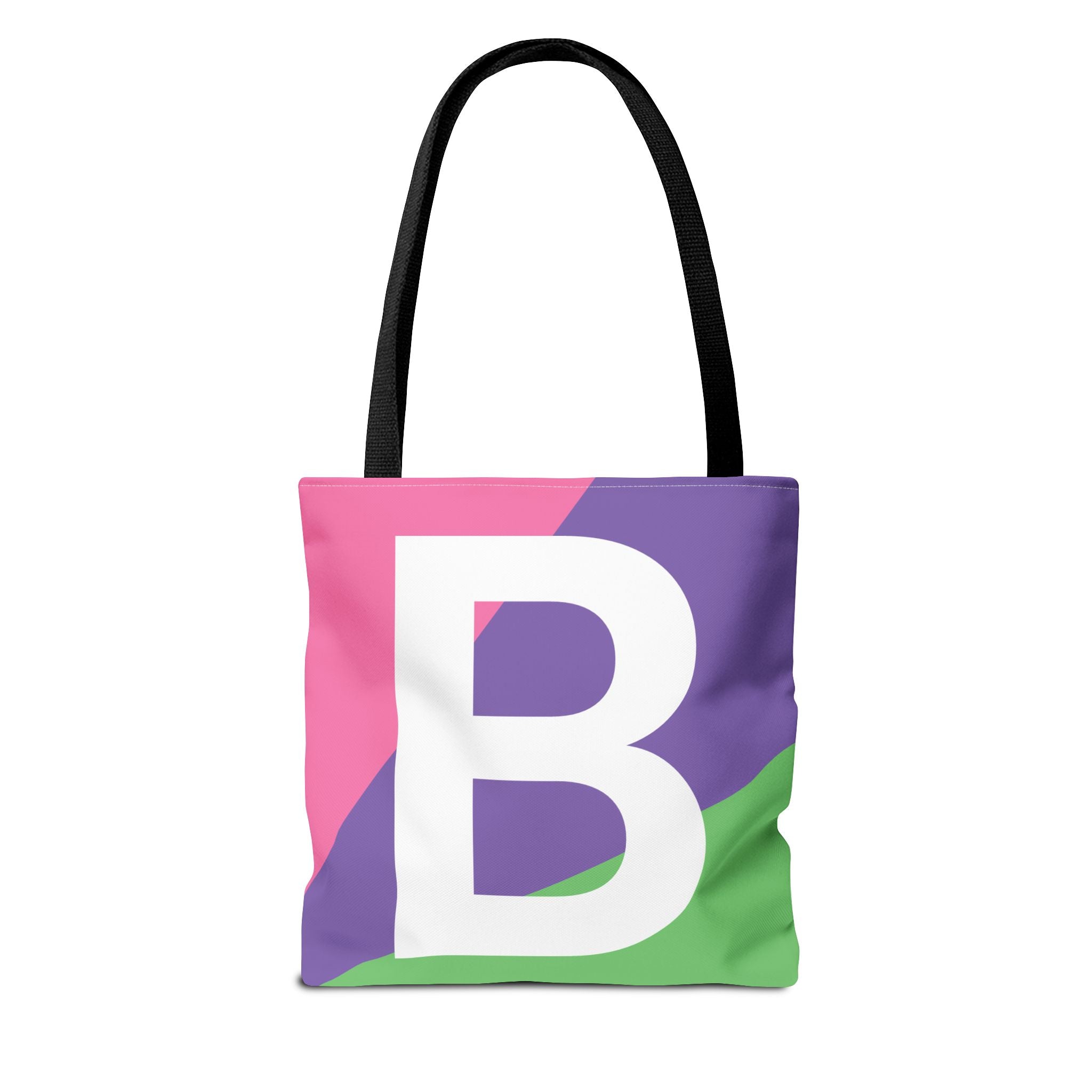 Monogram 'B' Colorblock Tote Bag — Personalized Initial B Shoulder Tote