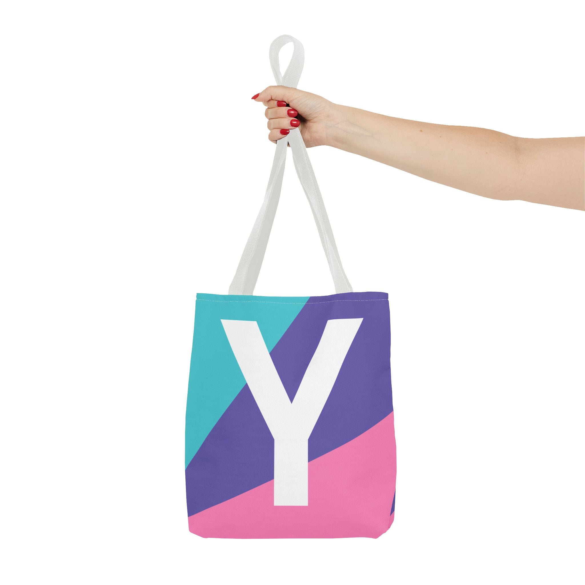 Monogram 'Y' Colorblock Tote Bag — Personalized Initial Y Shoulder Tote
