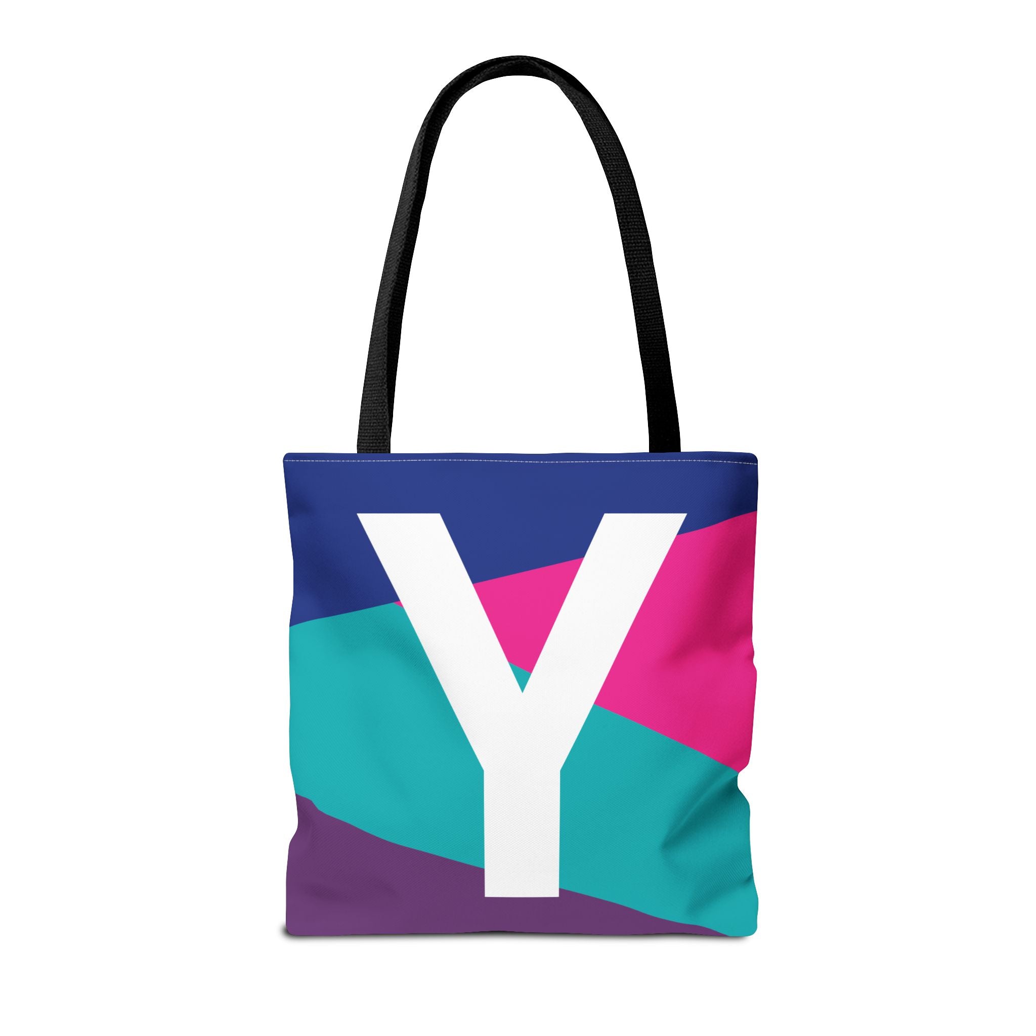 Monogram 'Y' Colorblock Tote Bag — Personalized Initial Y Shoulder Tote