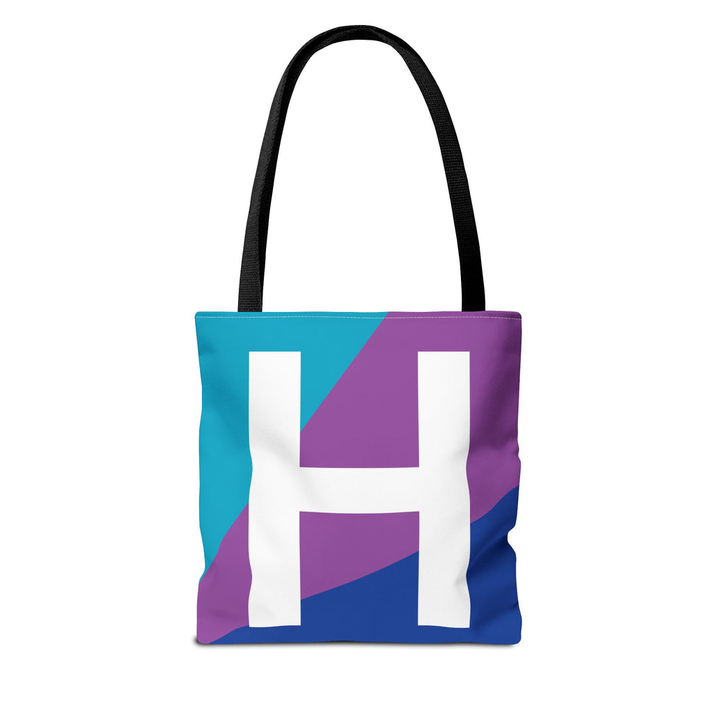 Monogram 'H' Colorblock Tote Bag — Personalized Initial H Shoulder Tote