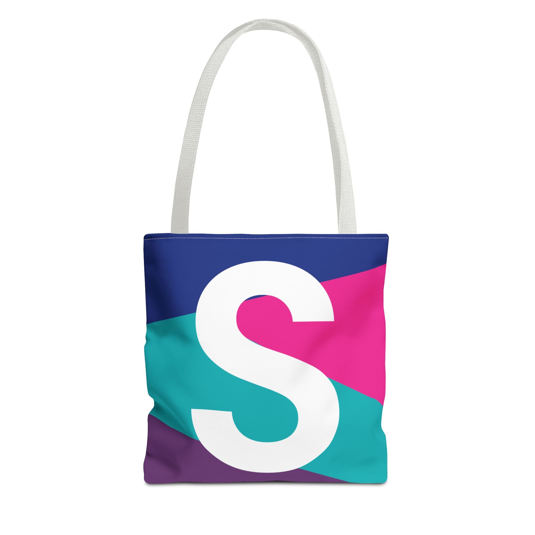 Monogram 'S' Colorblock Tote Bag — Personalized Initial S Shoulder Tote