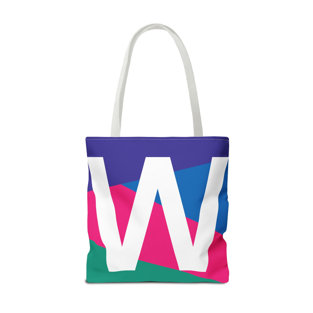 Monogram 'W' Colorblock Tote Bag — Personalized Initial W Shoulder Tote