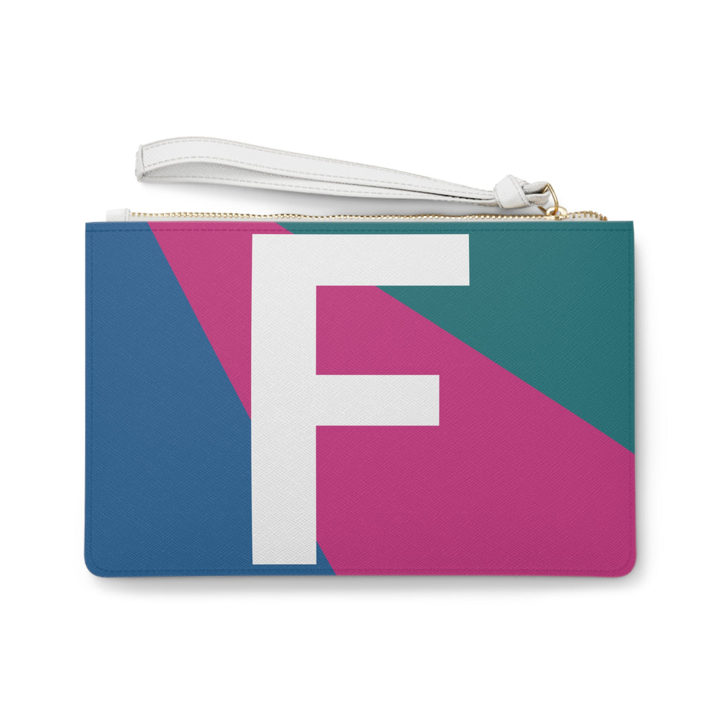 Monogram 'F' Colorblock Clutch Bag — Bold Geometric Wristlet for Everyday & Gifts