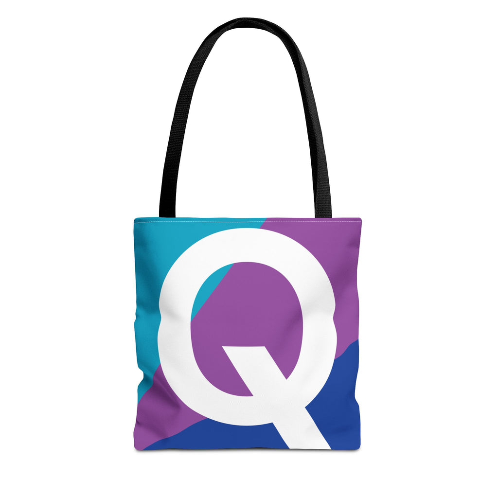 Monogram 'Q' Colorblock Tote Bag — Personalized Initial Q Shoulder Tote
