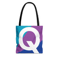 Monogram 'Q' Colorblock Tote Bag — Personalized Initial Q Shoulder Tote