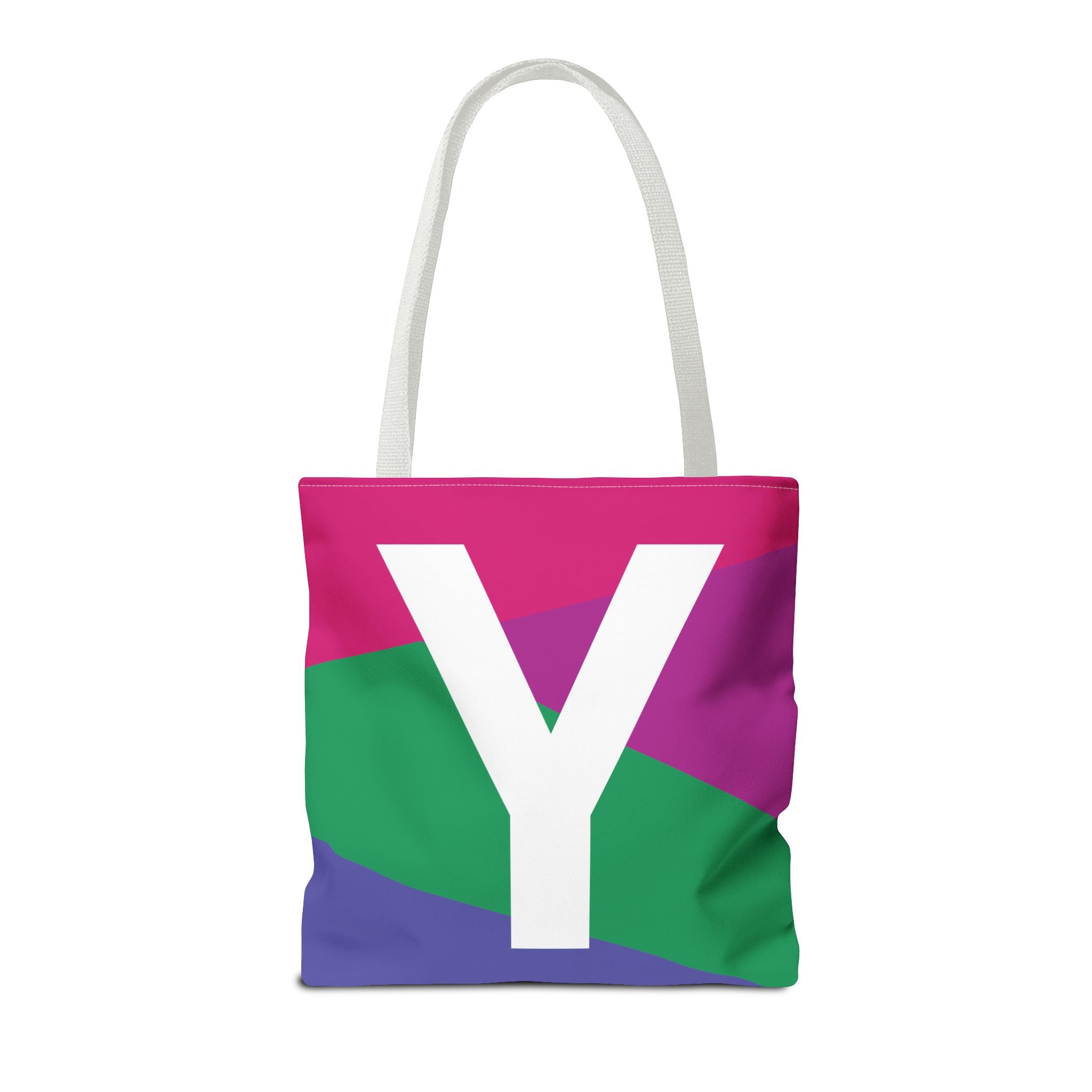 Monogram 'Y' Colorblock Tote Bag — Personalized Initial Y Shoulder Tote