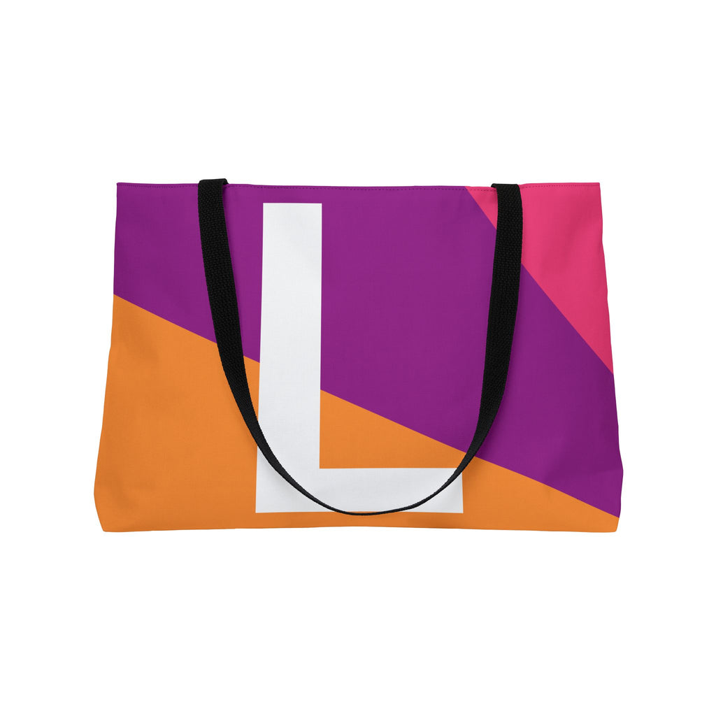 Personalized 'L' Colorblock Tote Bag — Monogram Weekender Tote