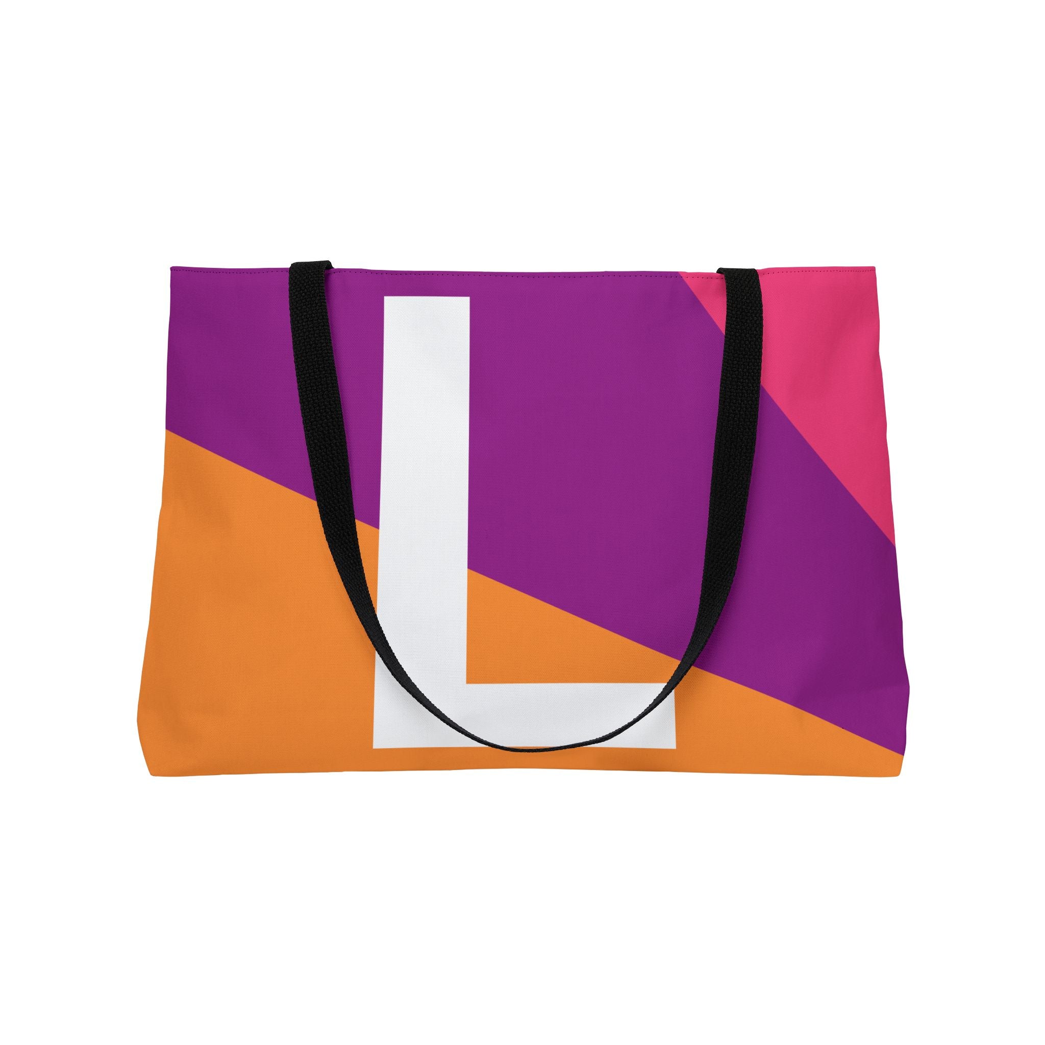 Personalized 'L' Colorblock Tote Bag — Monogram Weekender Tote