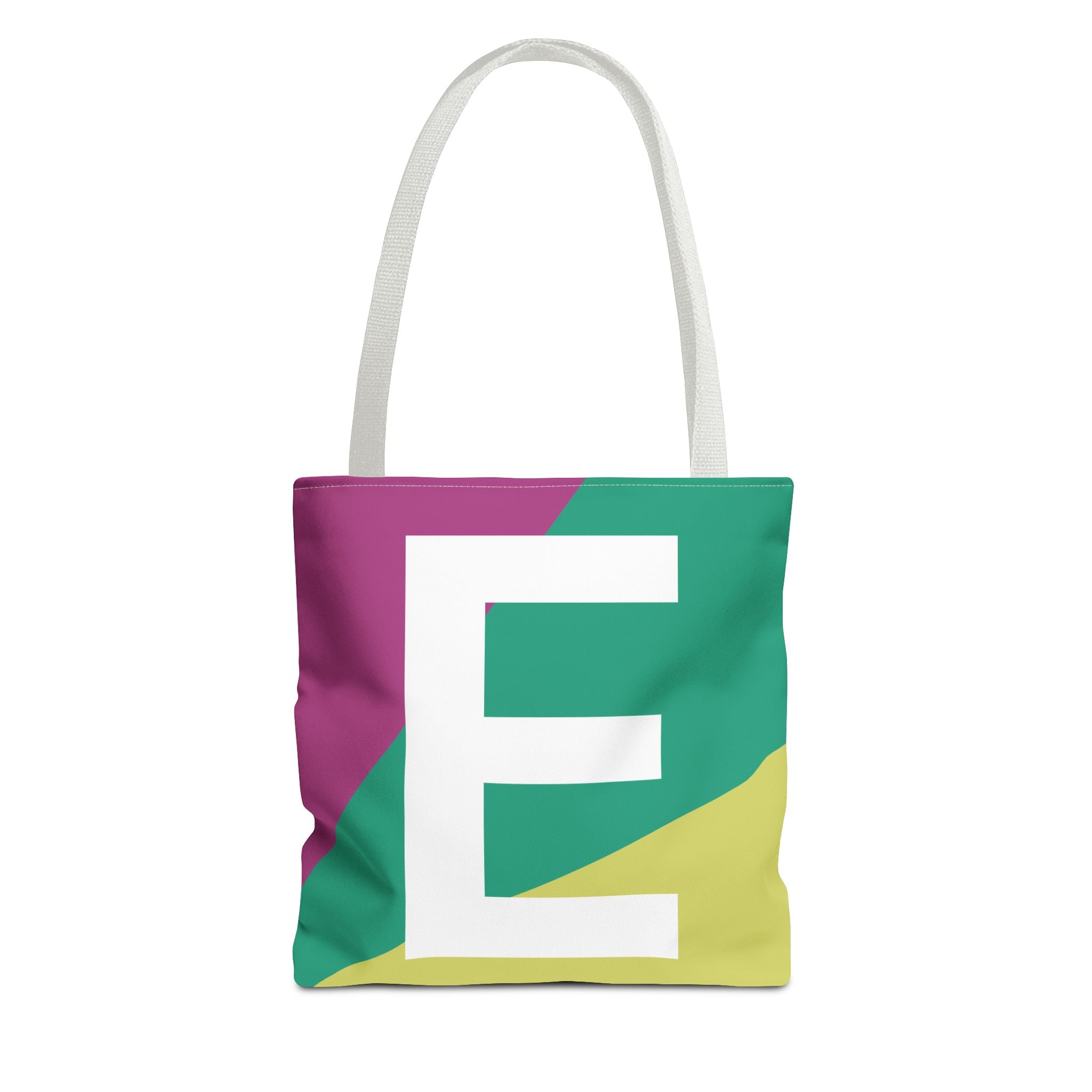 Monogram 'E' Colorblock Tote Bag — Personalized Initial E Shoulder Tote