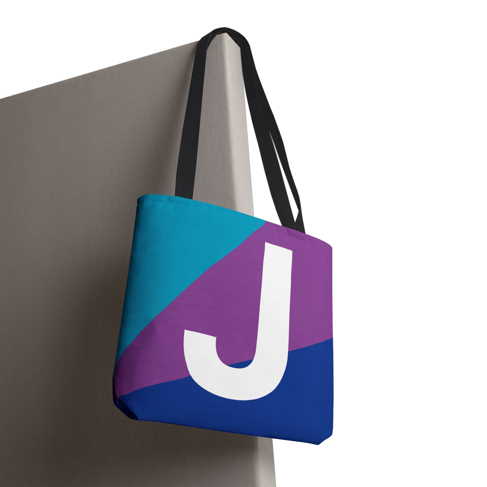 Monogram 'J' Colorblock Tote Bag — Personalized Initial J Shoulder Tote