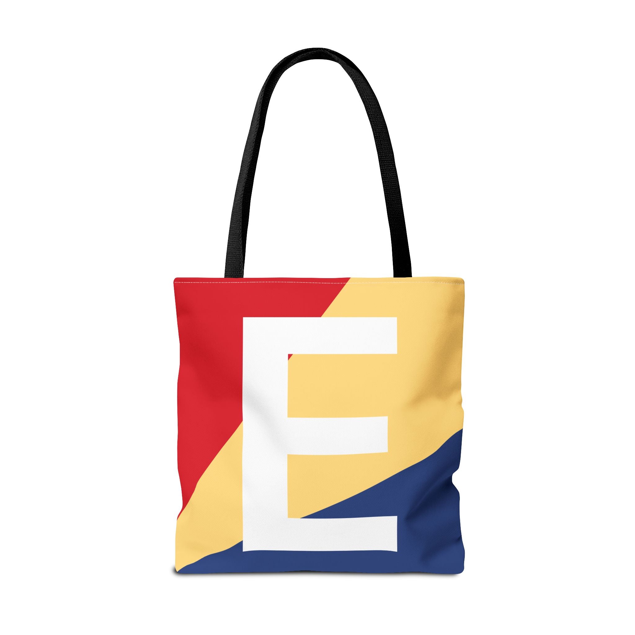 Monogram 'E' Colorblock Tote Bag — Personalized Initial E Shoulder Tote