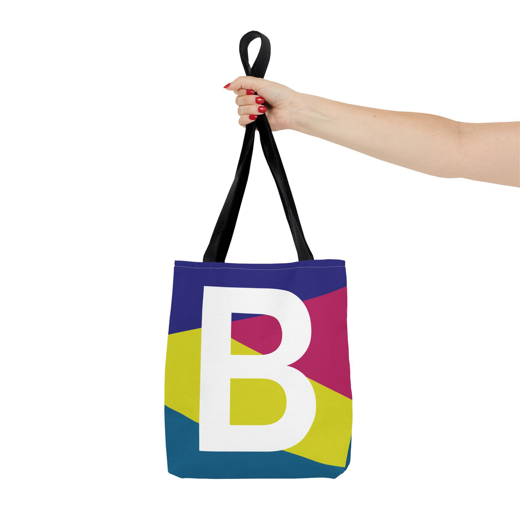 Monogram 'B' Colorblock Tote Bag — Personalized Initial B Shoulder Tote