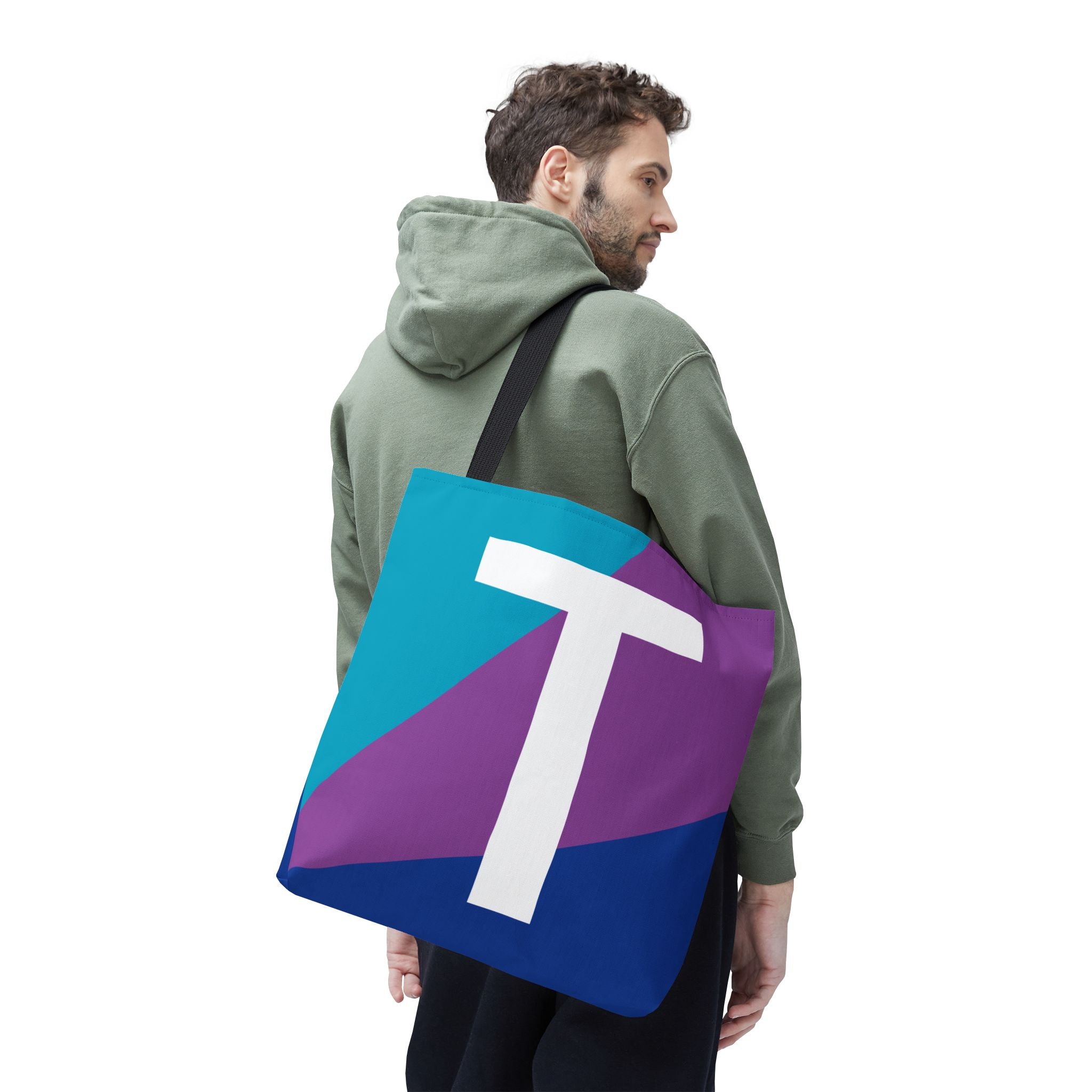 Monogram 'T' Colorblock Tote Bag — Personalized Initial T Shoulder Tote