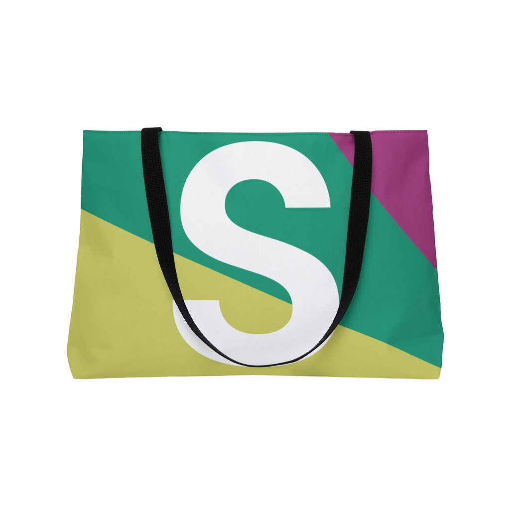 Personalized 'S' Colorblock Tote Bag — Monogram Weekender Tote