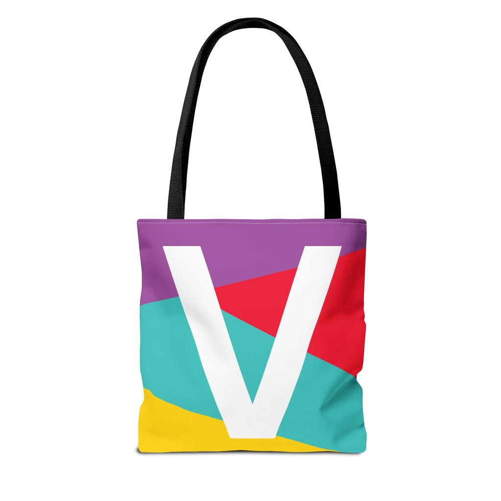 Monogram 'V' Colorblock Tote Bag — Personalized Initial V Shoulder Tote