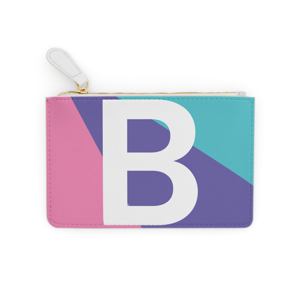 Initial B Mini Clutch — Colorblock Monogram Wristlet Wallet
