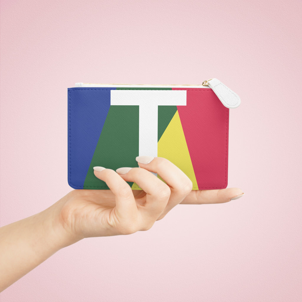 Initial T Mini Clutch — Colorblock Monogram Wristlet Wallet