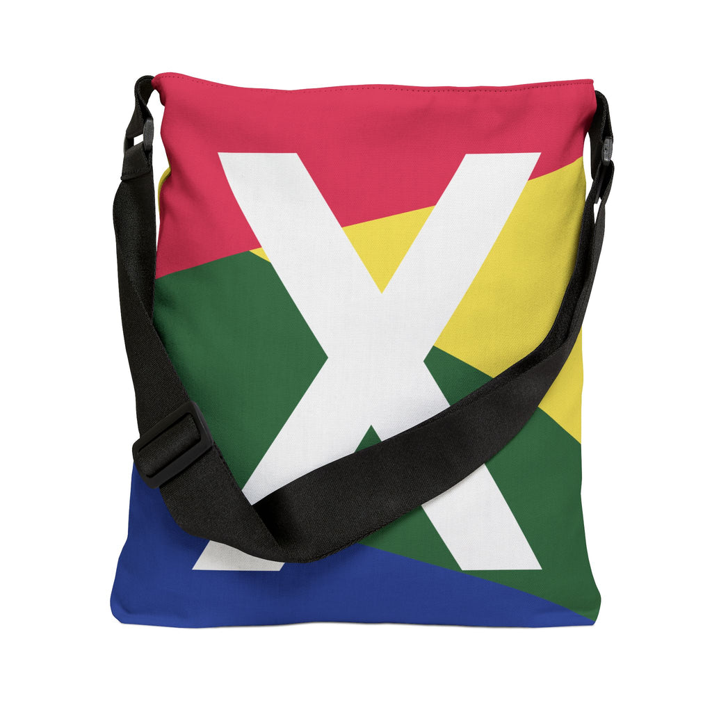 Initial Letter 'X' Colorblock Adjustable Tote Bag — Monogram Alphabet Shoulder Bag