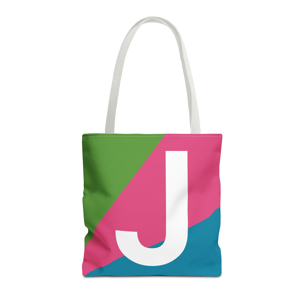 Monogram 'J' Colorblock Tote Bag — Personalized Initial J Shoulder Tote