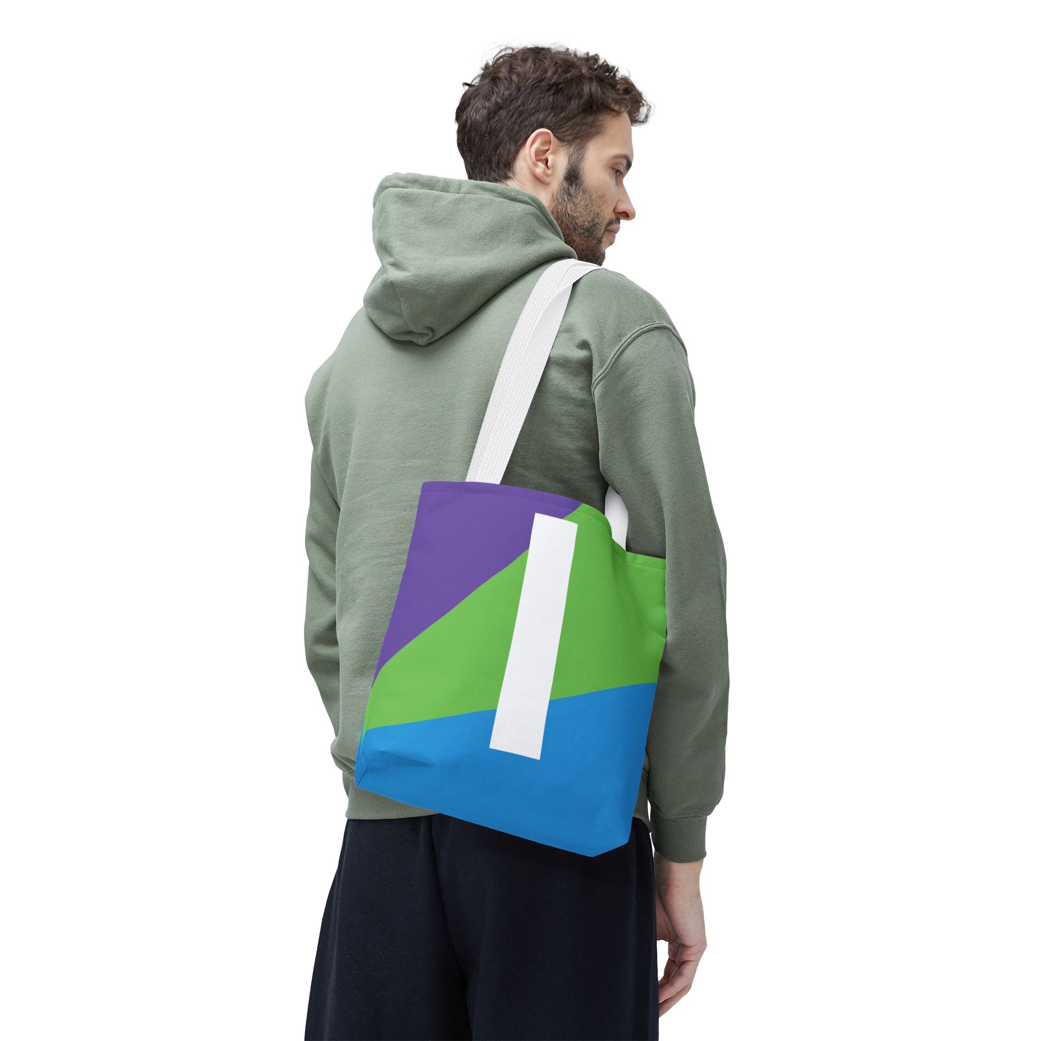 Monogram 'I' Colorblock Tote Bag — Personalized Initial I Shoulder Tote